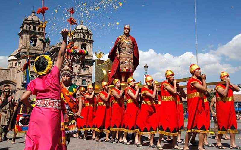 Reenactment of Inti Raymi, the Inca sun festival held every year in Cusco, Peru
