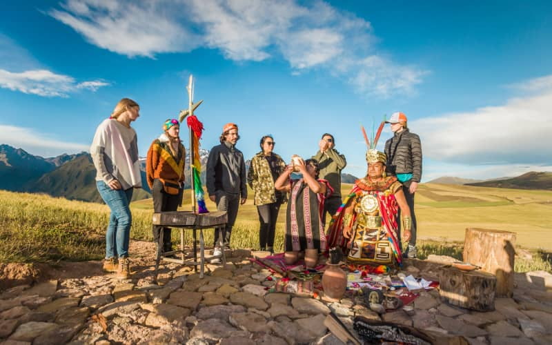 Pachamama offering ceremony in the Sacred Valley, an ancestral custom when traveling to Peru