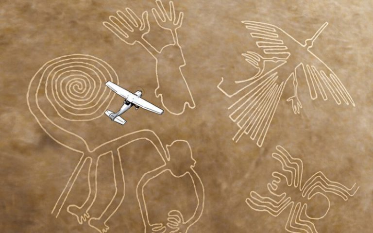 Vista aérea de las Líneas de Nazca en Perú, tour para descubrir los geoglifos misteriosos de Nazca con Guru Explorers.