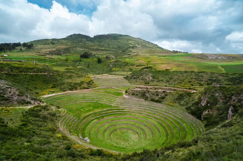 Concentric circular terraces of Moray, the Inca agricultural laboratory of the Sacred Valley