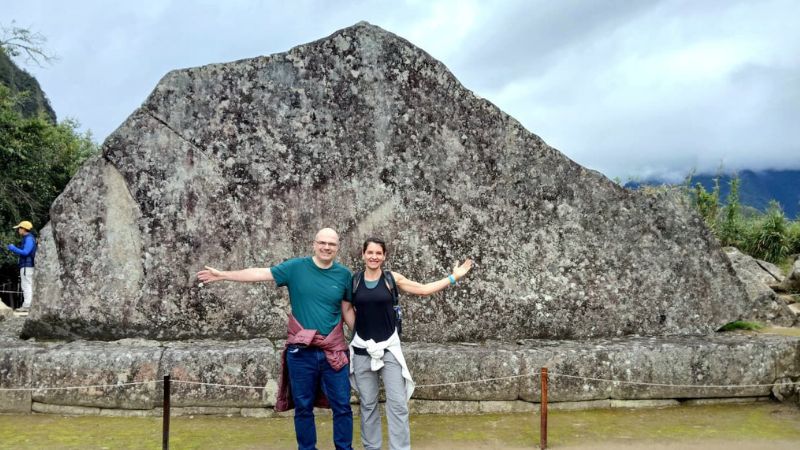 Travelers at the Sacred Rock during Circuit 2 of Machu Picchu Cusco