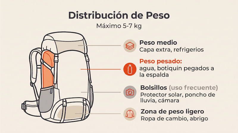 Cómo acomodar el peso en la mochila del Camino Inca sin pasar de los 7 kilos
