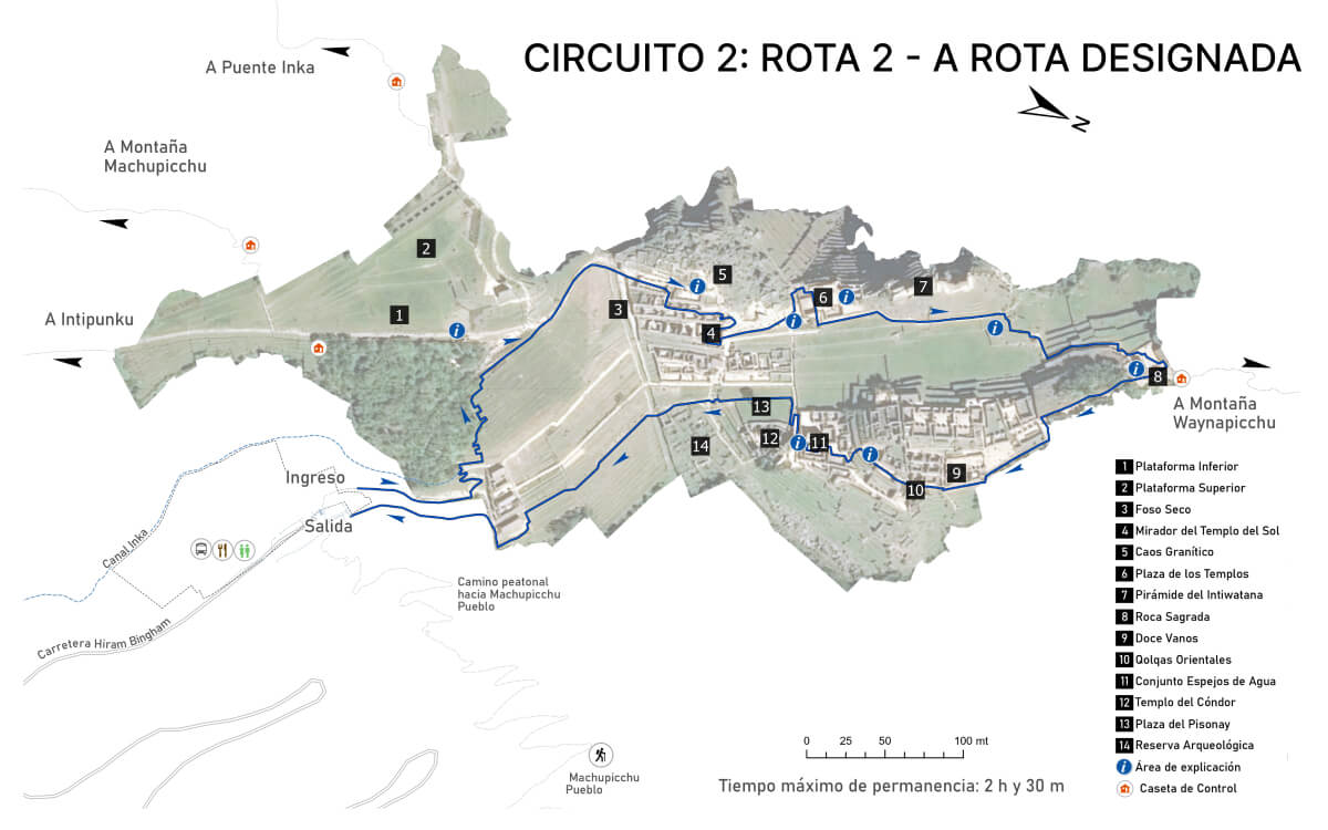 Circuito 2 (Machu Picchu Clássico) – Rota 2-A: Rota projetada